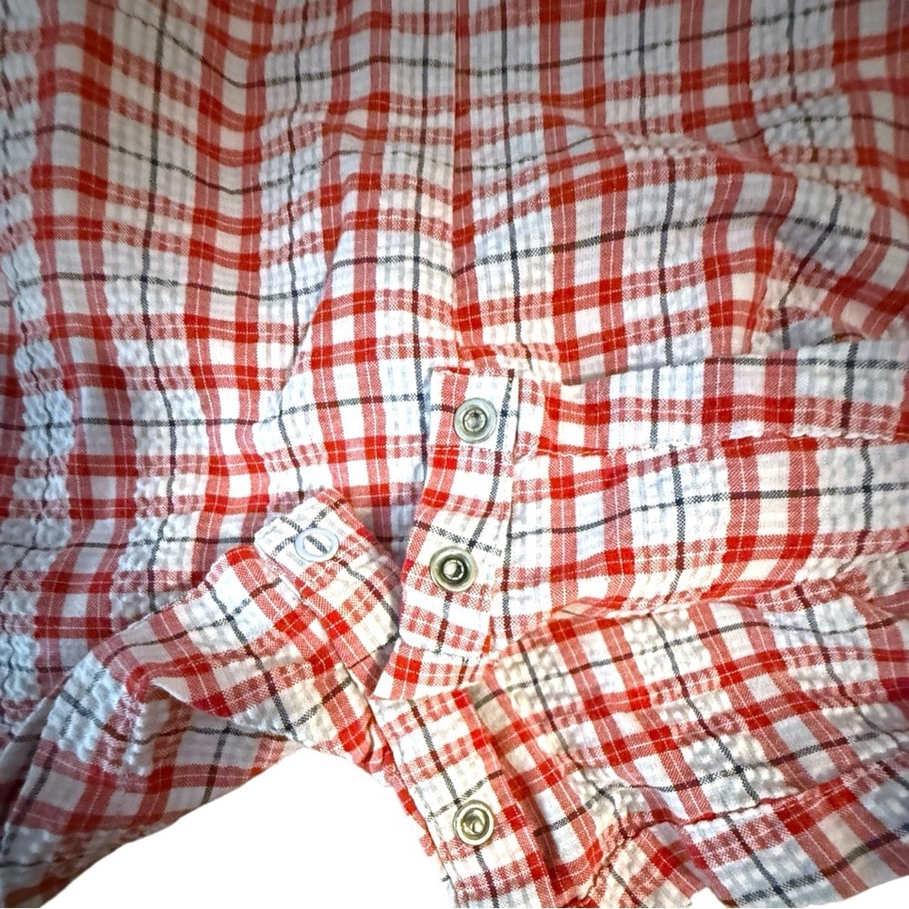 Vintage Proffitt’s Red Plaid “All Star 5” Seersucker Romper Baby Boy 12M Y2K - Picture 3 of 5